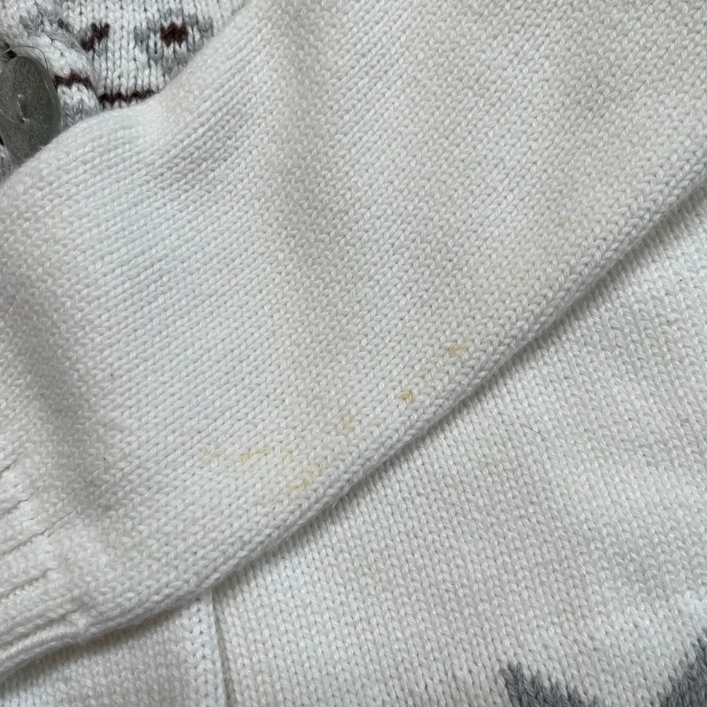 Gymboree Kids Sweater‎ Cardigan S 5-6 White Snowflake Fair Isle Knit Cotton